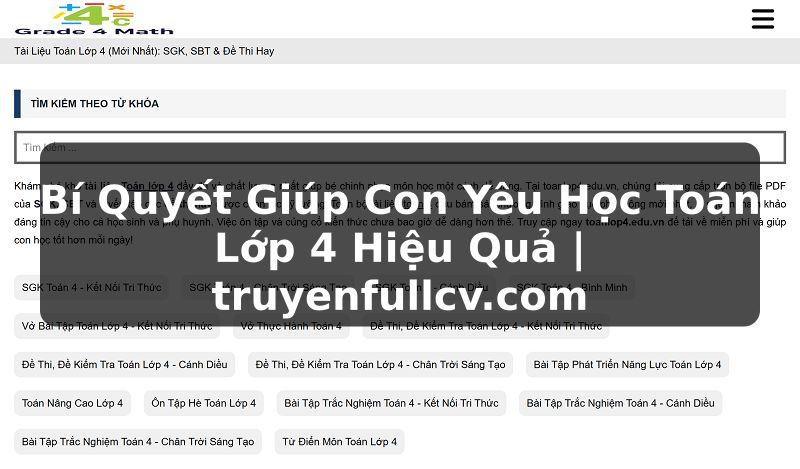 Truyện Tranh Bí Quyết Giúp Con Yêu Học Toán Lớp 4 Hiệu Quả | truyenfullcv.com