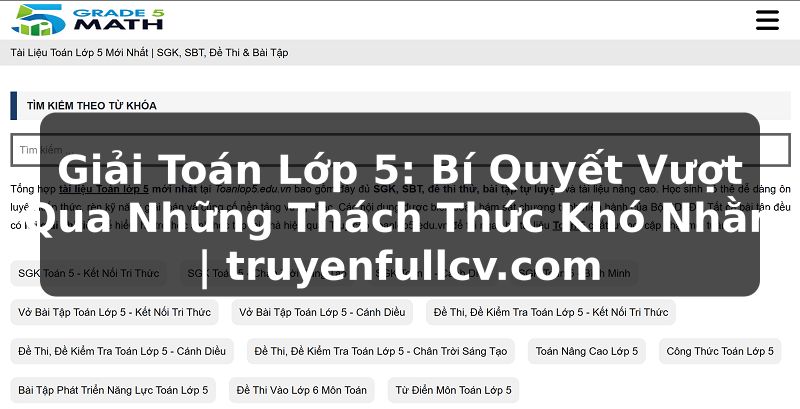 Truyện Tranh Giải Toán Lớp 5: Bí Quyết Vượt Qua Những Thách Thức Khó Nhằn | truyenfullcv.com