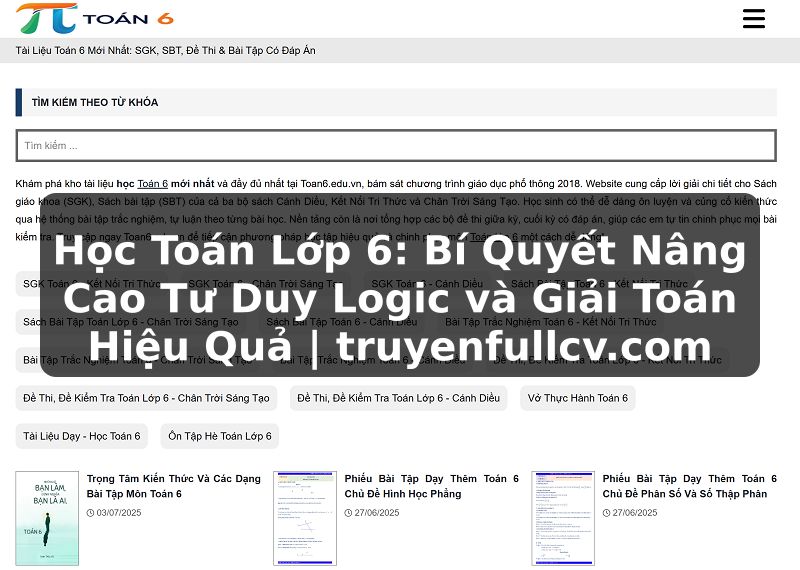 Truyện Tranh Học Toán Lớp 6: Bí Quyết Nâng Cao Tư Duy Logic và Giải Toán Hiệu Quả | truyenfullcv.com