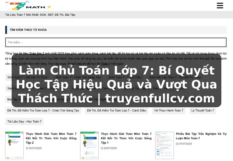 Truyện Tranh Làm Chủ Toán Lớp 7: Bí Quyết Học Tập Hiệu Quả và Vượt Qua Thách Thức | truyenfullcv.com