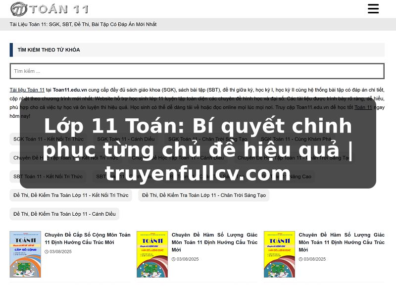 Truyện Tranh Lớp 11 Toán: Bí quyết chinh phục từng chủ đề hiệu quả | truyenfullcv.com